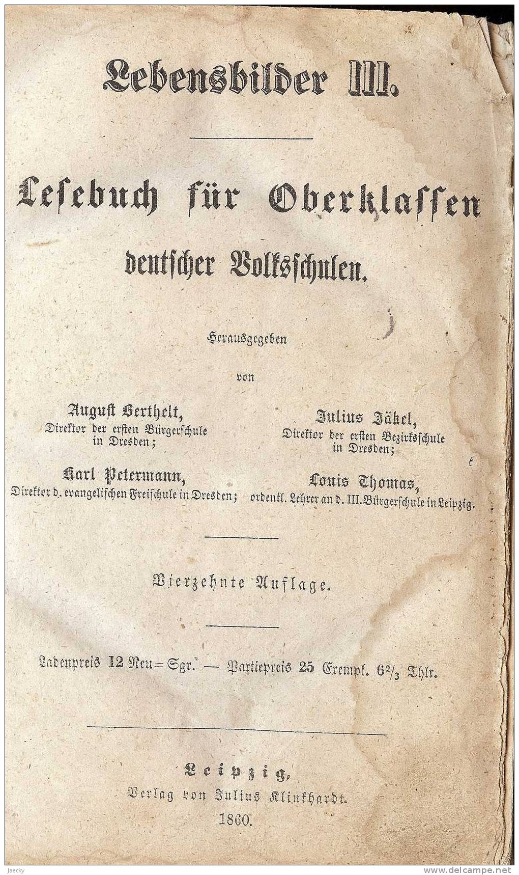 Lesebuch Für Oberklassen Deutscher Volksschulen 1860 - Schulbücher