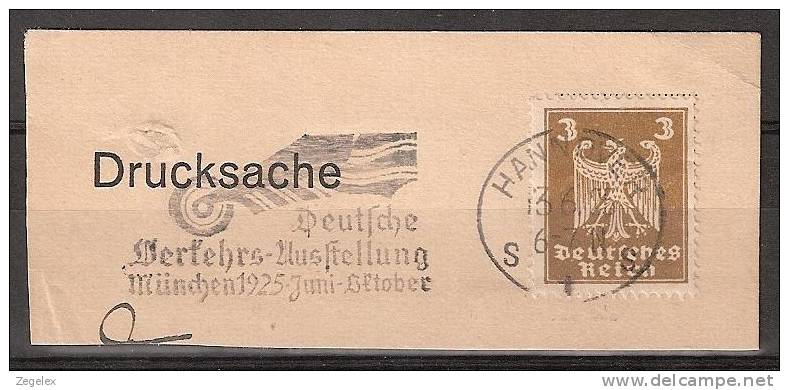 "Deutsche Reich 1925 Stempel ""Hannover - Deutsche Verkehrs-Ausstellung München 1925 Juni-Oktober""" - Maschinenstempel (EMA)