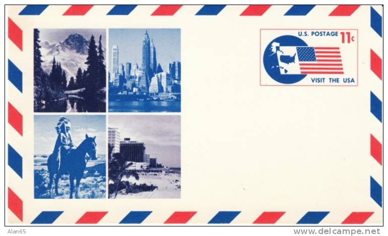 Scott #UXC5, Department Of Commerce Travel Service, 11-cent Airmail Postal Card Issued 1966 - 1961-80