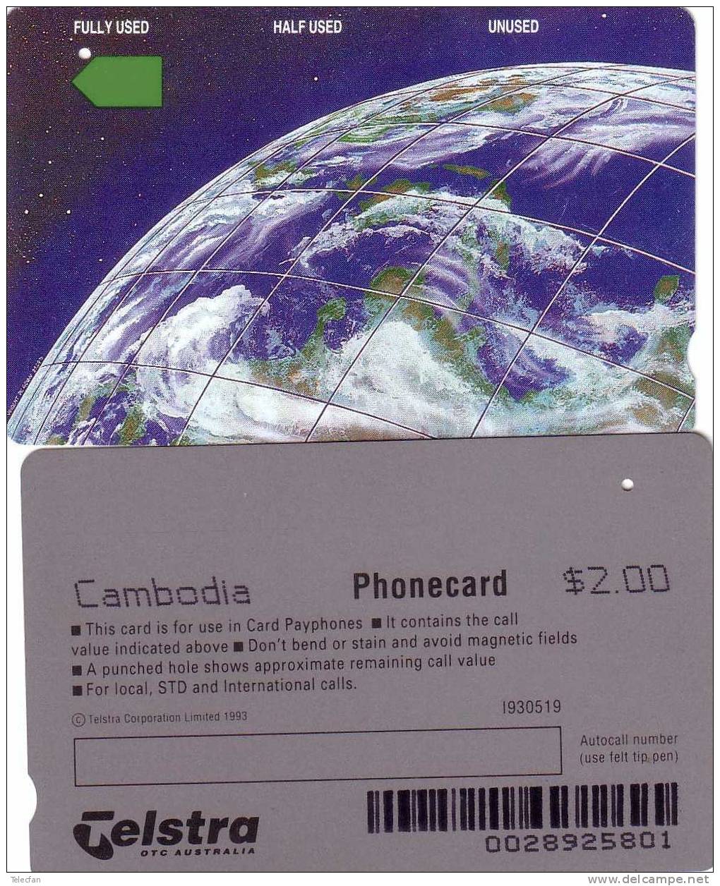CAMBODGE TERRE EARTH 2$ VERY RARE  SUPERBE - Cambogia