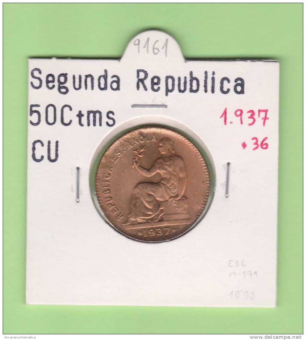 II REPUBLICA  50  CENTIMOS  COBRE  KM#754.1          1.937 #36    EBC/XF    DL-9161 - 50 Centiemos