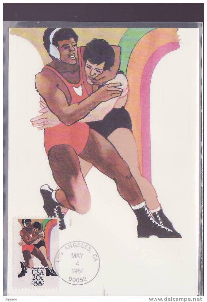 ETATS UNIS CARTE MAXIMUM NUM.YVERT  1530 SPORT JEUX OLYMPIQUES LOS ANGELES - Cartoline Maximum