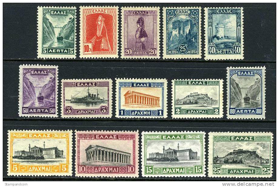 Greece #321-34 Mint Hinged Set From 1927 - Neufs