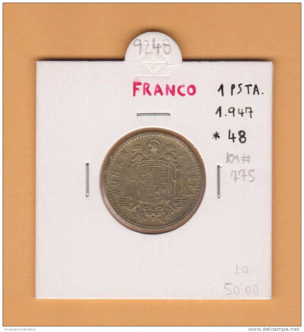 ESPAÑA / FRANCO   1  PESETA   1.947 #48  ALUMINIO-BRONCE  KM#775  SC/UNC    DL-9248 - 1 Peseta