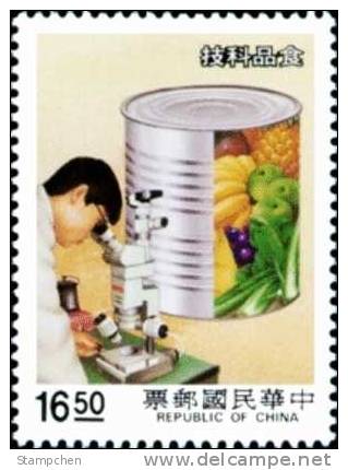 Sc#2639 Taiwan 1988 Science Technology Stamp- Food Microscope Scientist Can Fruit Banana Apple Vegetable - Unused Stamps