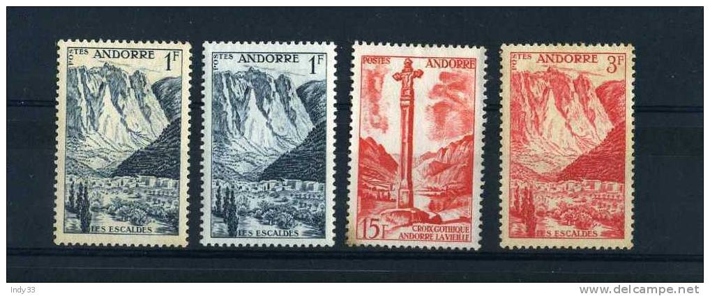 - SUITE DE TIMBRES D´ANDORRE . NEUFS AVEC ET SANS CHARNIERE . PAS DE GOMME SUR LE 15F - Unused Stamps