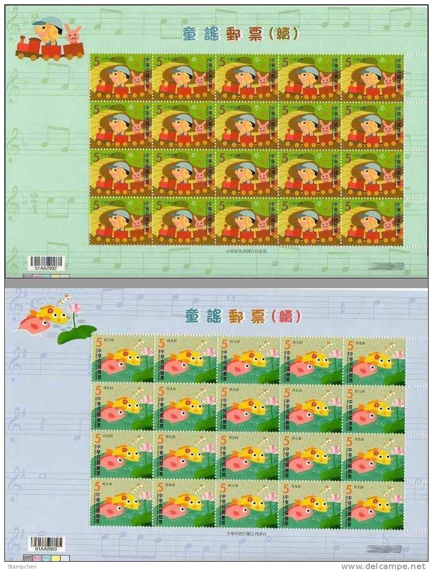 2009 Children Folk Rhymes Stamps Sheets Train Doll Bird Fish Lotus Firefly Rain Horse Soldier Castle Rabbit - Conigli