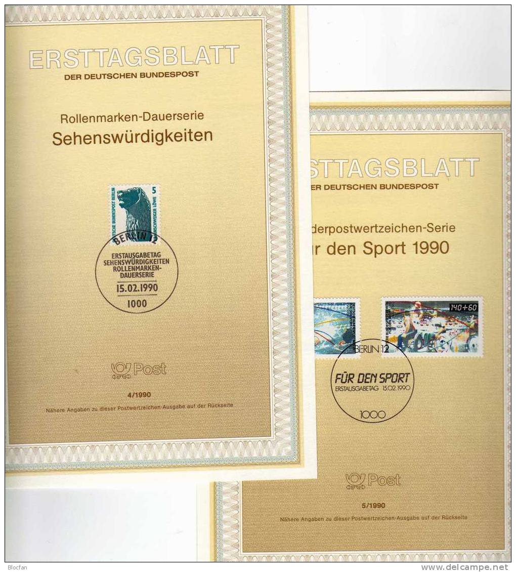 Sporthilfe ETB 5/90 Berlin 864/5 O 9€ Beliebte Sportart Wasserball Basketball Rollstuhl-Fahrer ERSTTAGSBLATT Of Germany - 1er Día – FDC (hojas)