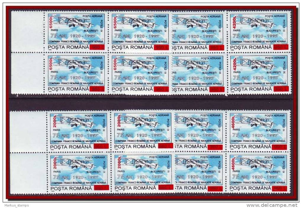 Romania Roumanie 2000 - Old Airplane Overprint MNH Block Mi 5525-28 - Neufs