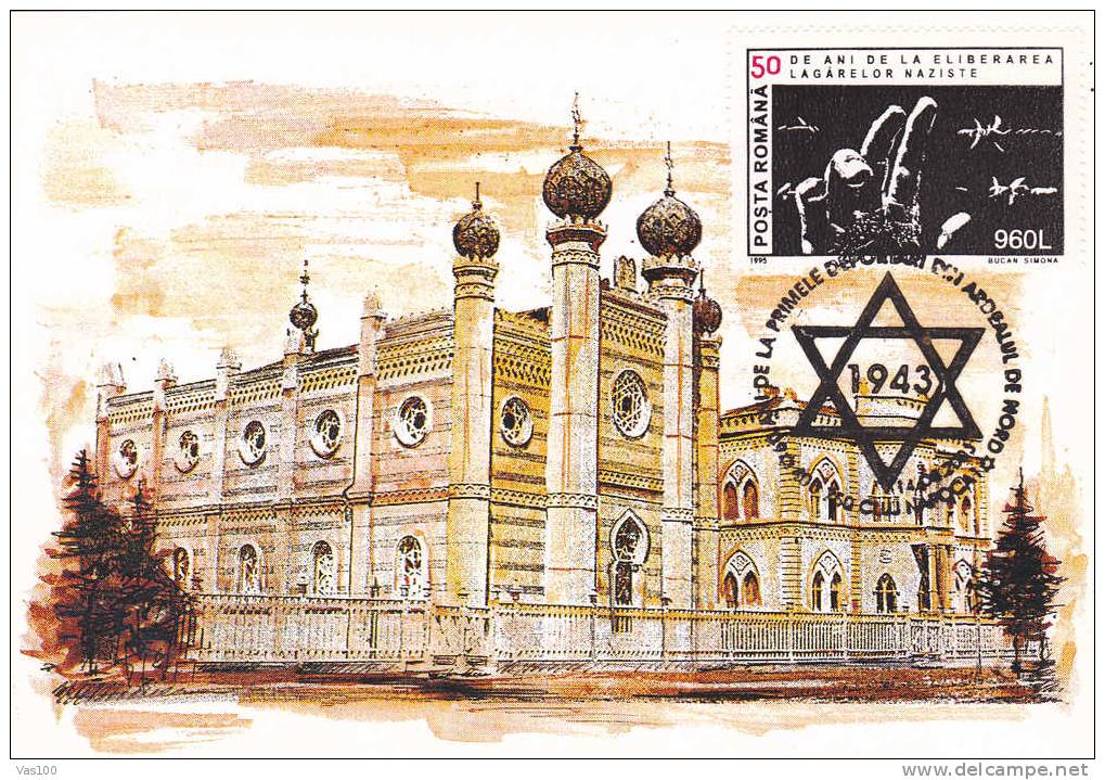 Jewish Synagogue Cluj-Napoca 2005 Maxicard,carte Maximum Romania Very Rare Personal Realization!. - Judaisme