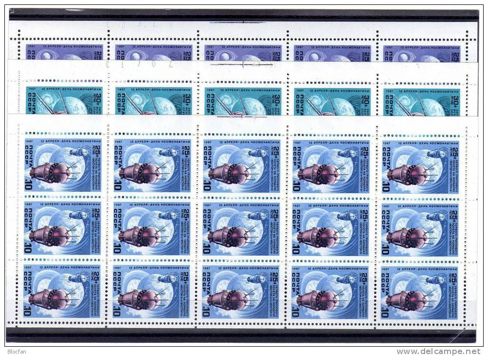 Gedenkblatt Tag Des Kosmos 1987 Sowjetunion Plus 5698/0,4-Bl.,KB+ Block 196 ** 30€ Satellit Sputnik, Sonde Mars 1 KOSPAS - Storia Postale