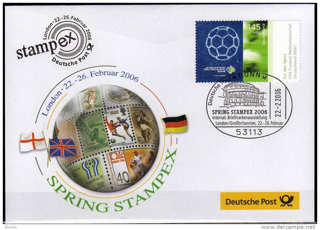 London SPRING Stampex'2006 BRD 2521 SST 8€ Offizieller Messe-Brief Fußball WM Plakat Stadion Globus Ball MBrf.1/06 - 2006 – Germany