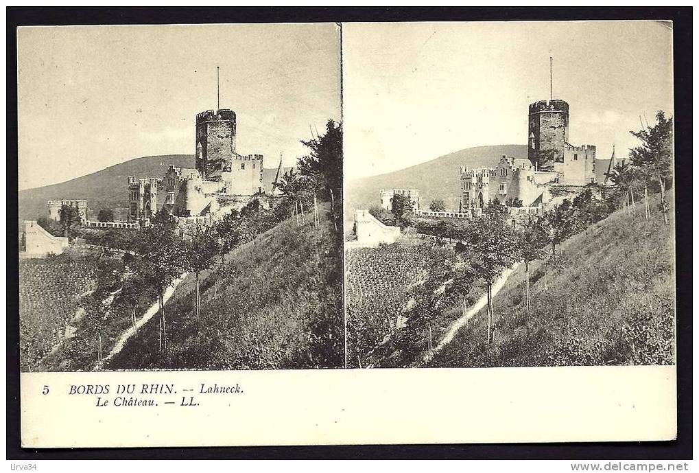 CPA  ANCIENNE STÉRÉOSCOPIQUE- FRANCE- BORD DU RHIN : CHATEAU DE LAHNECK - Stereoscope Cards