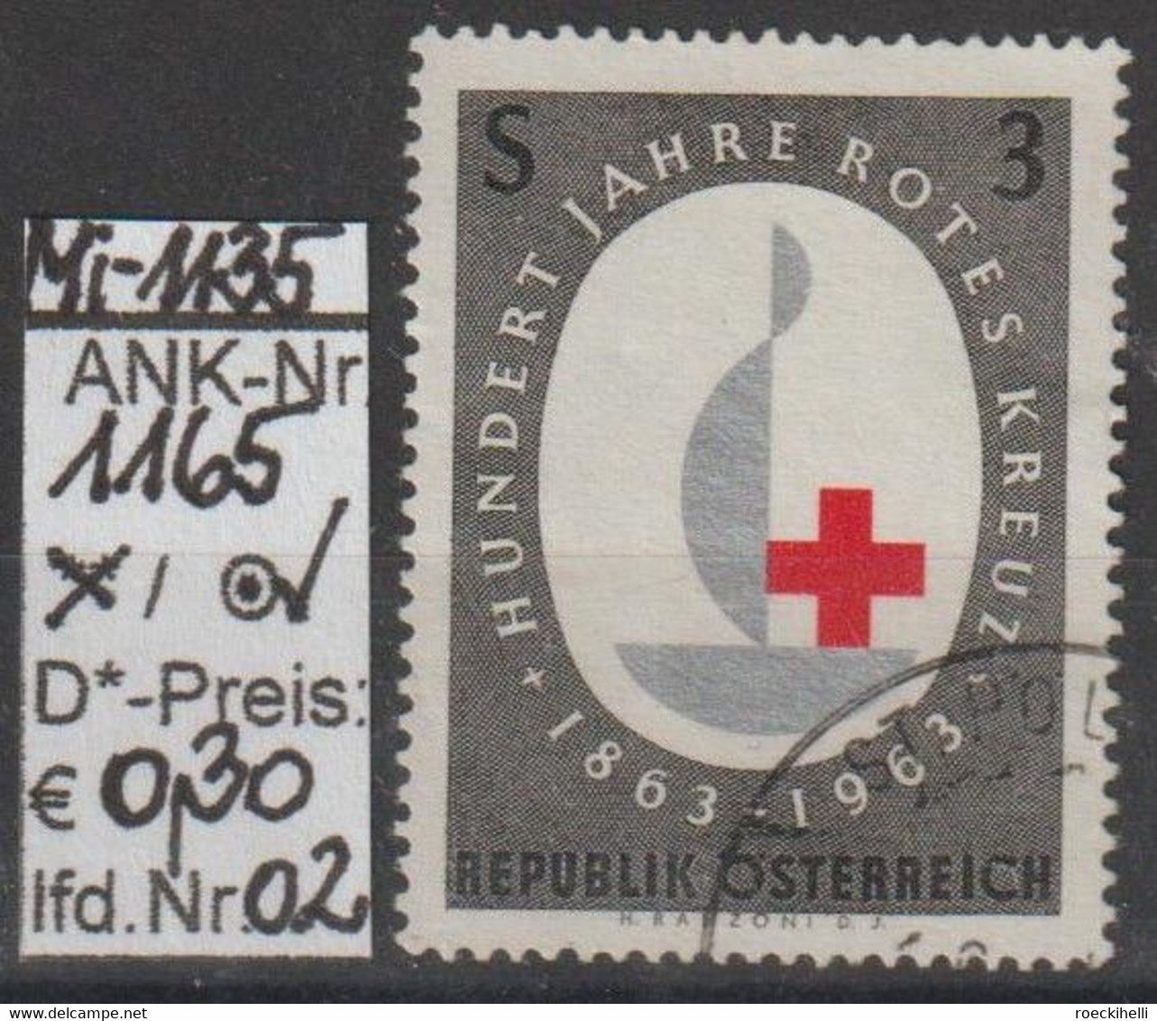 1963 - ÖSTERREICH - SM "100 Jahre Internationales Rotes Kreuz" - 3 S Mehrf. - O  Gestempelt  -  S. Scan (1165o 02    At) - Used Stamps