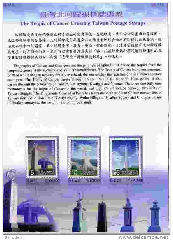 Folder Taiwan 2000 Tropic Cancer Crossing Taiwan Stamps Astronomy Scenery - Ungebraucht