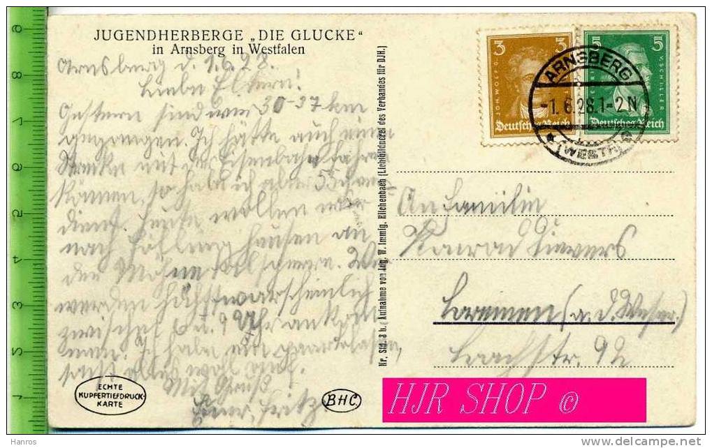 Arnsberg, Jugendherberge,  Gel. 1.06.1928 - Arnsberg