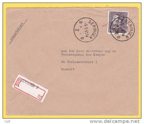 848A Op Aangetekende Brief Met Cirkelstempel BERINGEN 2 - 1936-1951 Poortman