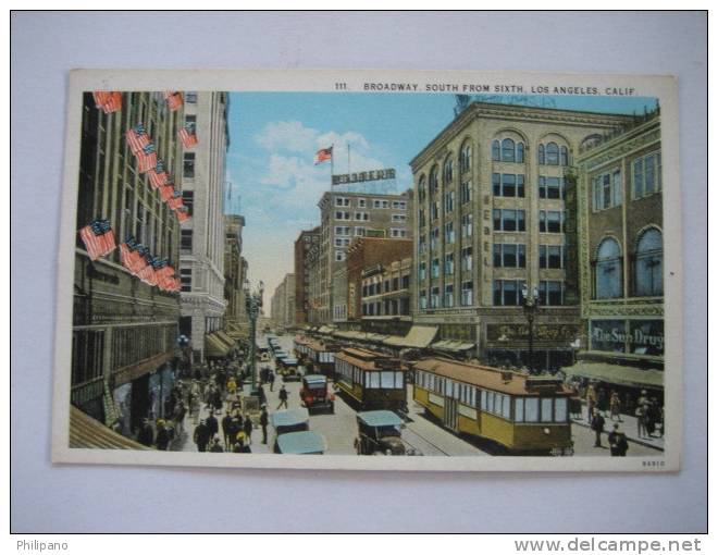 Los Angeles CA    Broadway South From Sixth Street  Vintage Wb - Los Angeles