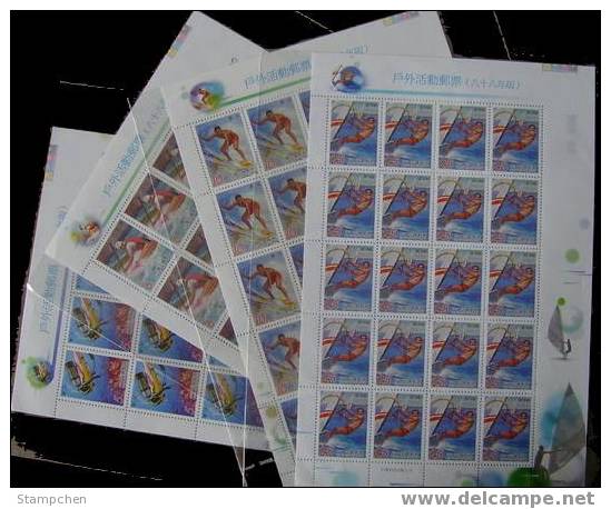 1999 Outdoor Activities Stamps Sheets Surfing Diving Rafting Windsurfing Coral Sail Sport - Rafting