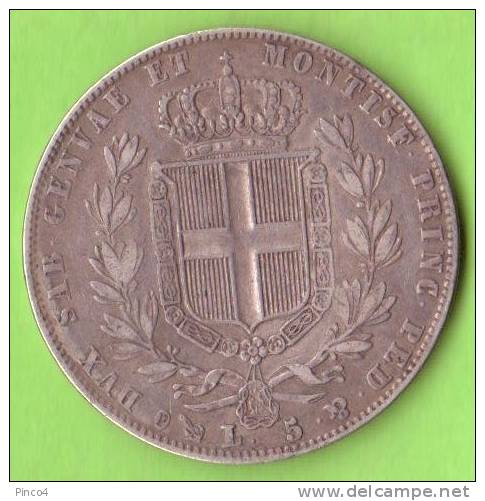 REGNO DI SARDEGNA CARLO ALBERTO  5 LIRE 1847 GENOVA - Piemont-Sardinien-It. Savoyen