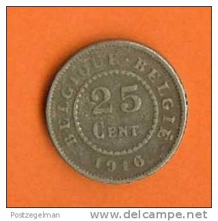 BELGIUM 1916 25 Centimes Zinc KM82 - 25 Cents