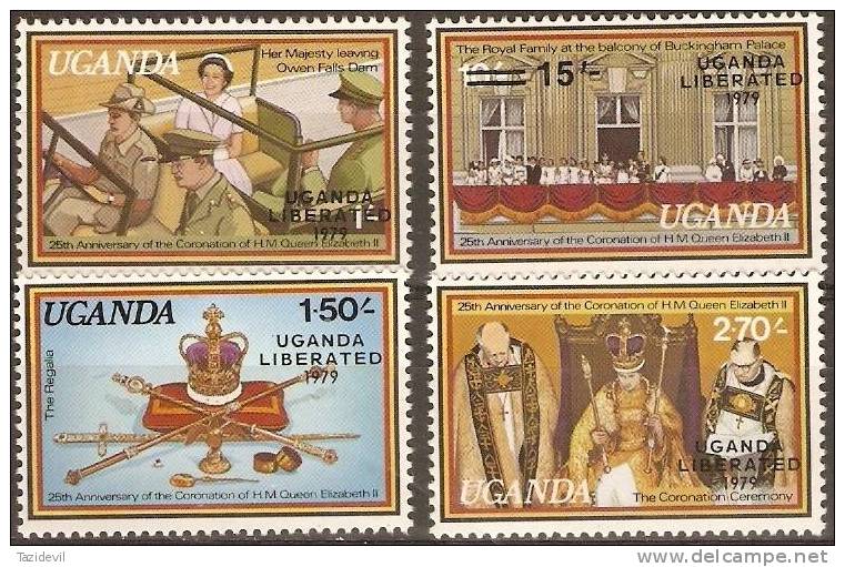 UGANDA - 1979 Coronation Overprinted Liberation. Scott 245-8. MNH ** - Uganda (1962-...)