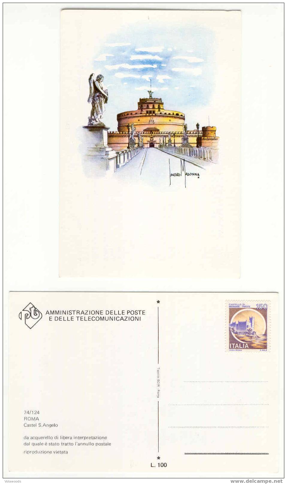 Italia - Cartolina Castel S. Angelo Con F.bollo Serie Castelli Da £ 150 - Maximumkarten (MC)