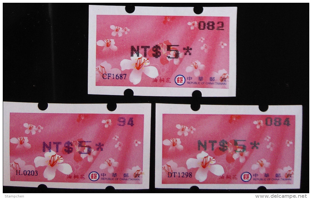 Complete 3 Colors 2009 ATM Frama Stamps- 2nd Blossoms Of Tung Tree - Flower Unusual - Viñetas De Franqueo [ATM]