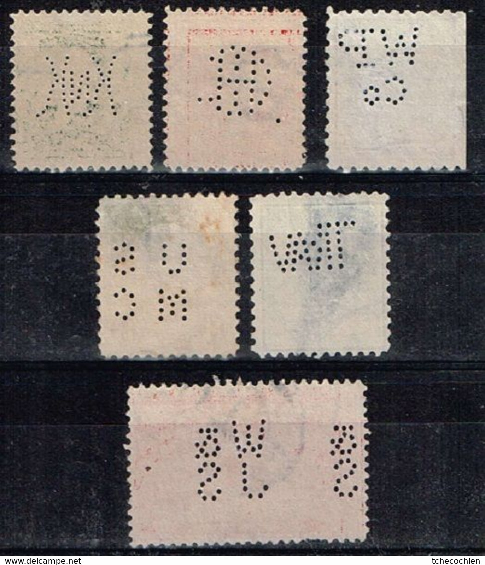 Etats-Unis - N° 144, 168, 169, 235, 385, CP 2, Oblitérés Avec Perforation - With Perfins - Oblitérés