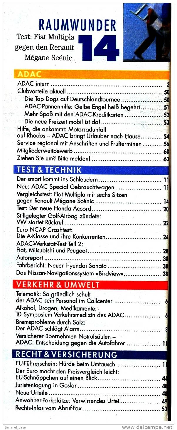 ADAC Motorwelt 2/1999  Mit :  Test : Fiat Multipla Gegen Renault Scenic - Cars & Transportation