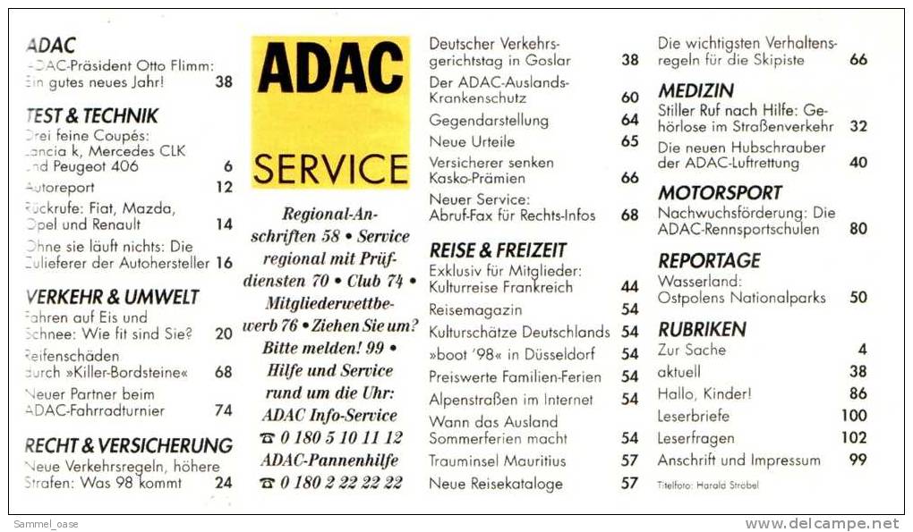 ADAC Motorwelt 1/1998  Mit :  Test : Drei Feine Coupes - Lancia K , Mercedes CLK , Peugeot 406 - Cars & Transportation