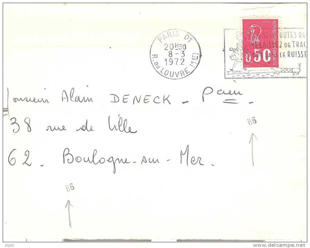 Marque De Tri Direct "B6", 1972 - Devant D'enveloppe   (F397) - Covers & Documents