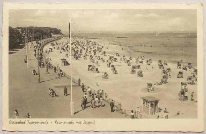 GERMANY / DEUTCHLAND - OSTSEEBAD TRAVEMUNDE - Promenade Mit Strand - Old 1950's Postcard - Lübeck-Travemuende