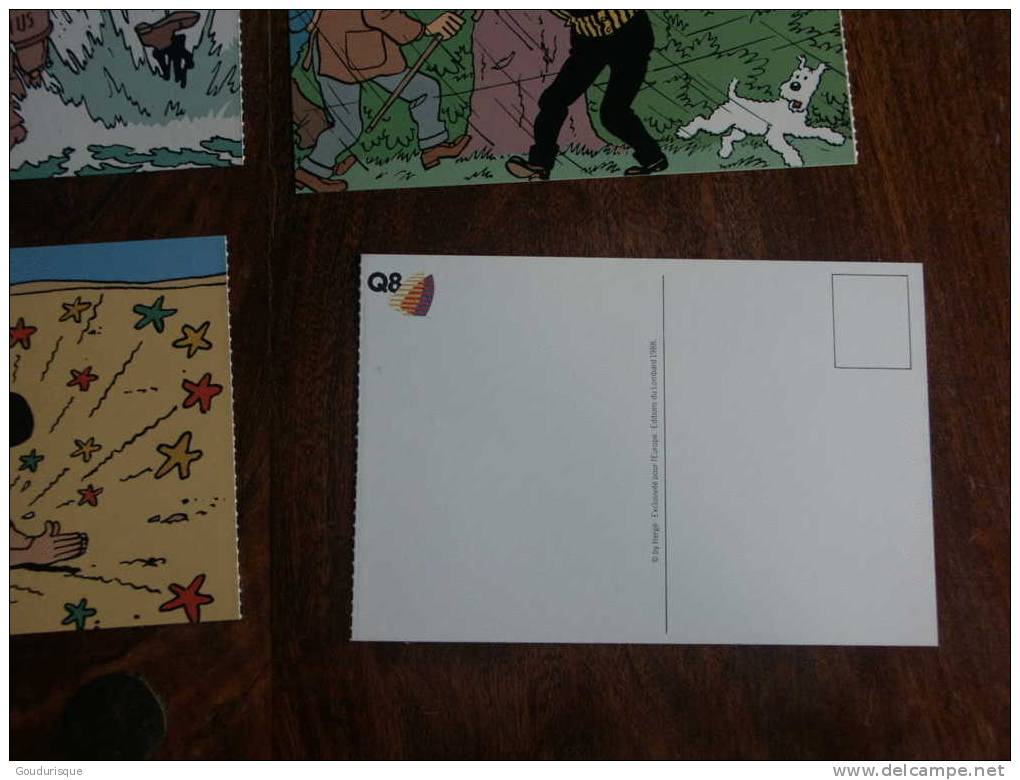 TINTIN  SERIE DE 6 CARTES POSTALES POUR Q8 LE LOMBARD HERGE - Tintin