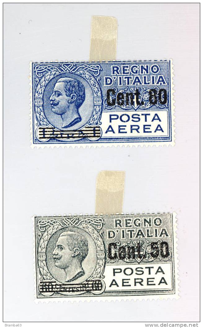 1927 Posta Aerea Soprastampati C.50 Su 60 Grigio E C.80 Su L.1 Azzurro - Vittorio Emanuele III - PER FILATELICI (Max) - Poste Aérienne