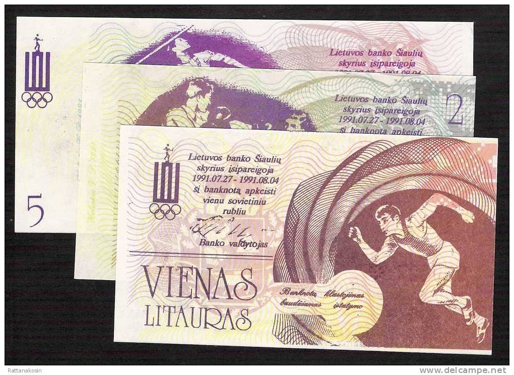 LITHUANIE  NLP  10,50 CENTAURU,1,2,5 LITAURAI  1991 Complete OLYMPIC Set  SIAULE - Litauen