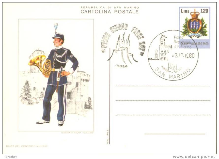 Saint-Marin 6 Cartes Postales Costumes Militaires FDC - Ganzsachen