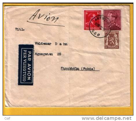 424+428+429 Op Luchtpostbrief  Met Stempel ANTWERPEN Naar STOCKHOLM (Zweden) - 1936-1951 Poortman