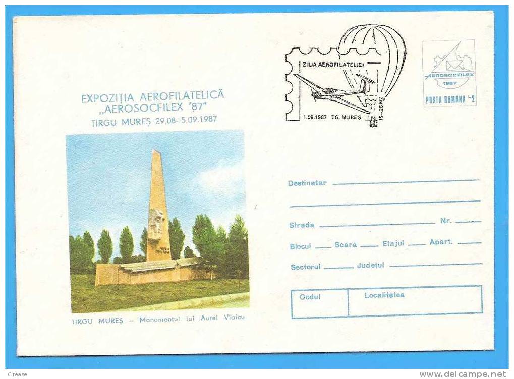 Romania Postal Stationery Cover 1987  Exhibition Aerophilately. Parachute - Fallschirmspringen