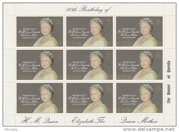 St Helena-1980 80th Birthday Queen Mother MNH Sheetlet - St. Helena