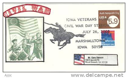 American Civil War (guerre De Sécession) Centenaire, Enveloppe Souvenir Iowa - Indépendance USA