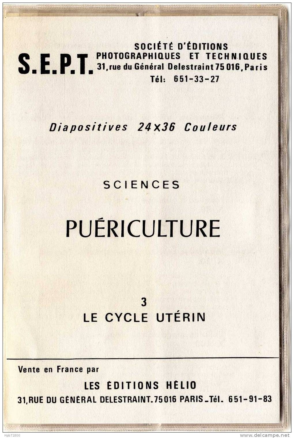 Sciences - Puériculture - Le Cycle Utérin - Série Complète De 6 Diapositives Avec Notice Explicative - Fiches Didactiques