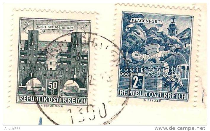 Austria Osterreich 1958 1968 Wien  Klagenfurt (used On Postcard) - Lettres & Documents