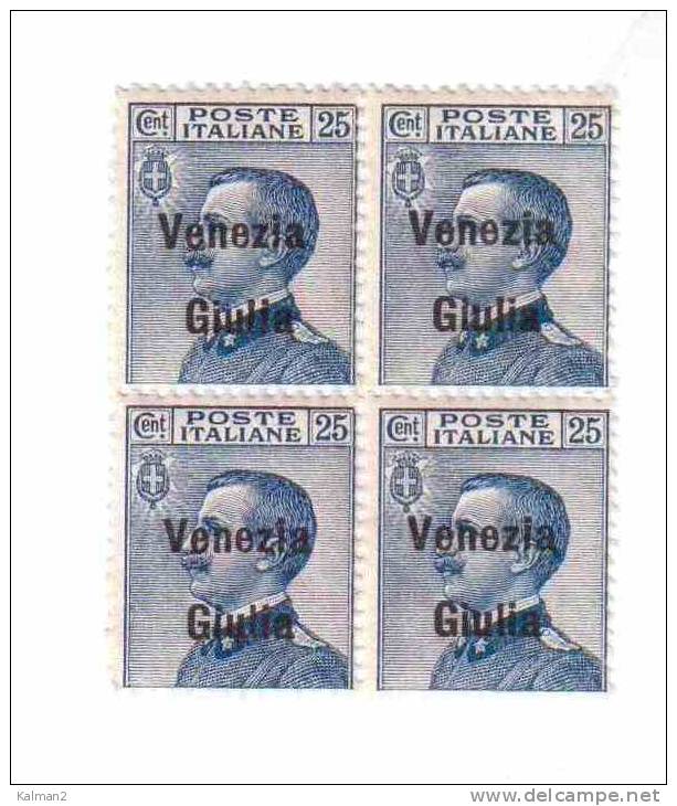 ITA134  -  VENEZIA GIULIA  -  SASSONE Nr. 24 -   QUARTINA NUOVA SENZA LINGUELLA** - Venezia Giuliana