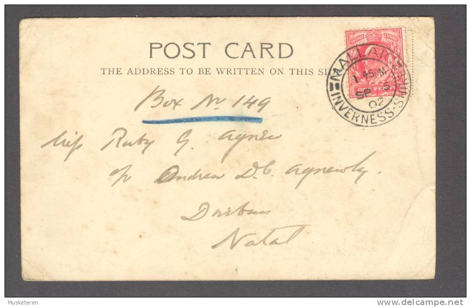 United Kingdom PPC Scotland Mailaig And Island Of Rum Deluxe MAILAIG Inverness-shire 1902 Cancel To Natal (2 Scans) - Inverness-shire