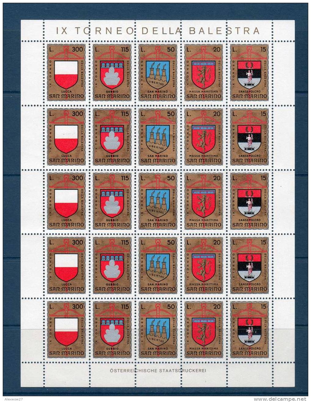 SAN MARINO 1974 -- BALESTRE -- MINISHEET / MINIFOGLIO ** MNH - Hojas Bloque