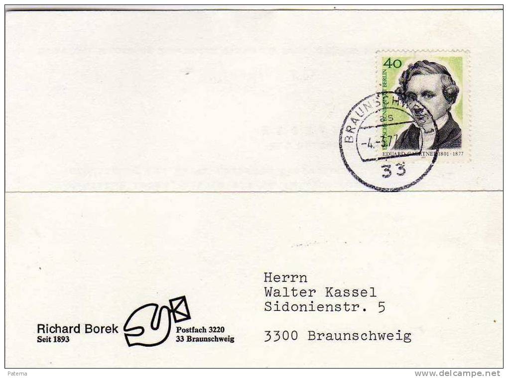 Tarjeta,  BRAUNSCHWEIG 1977, (Alemania), - Cartas & Documentos