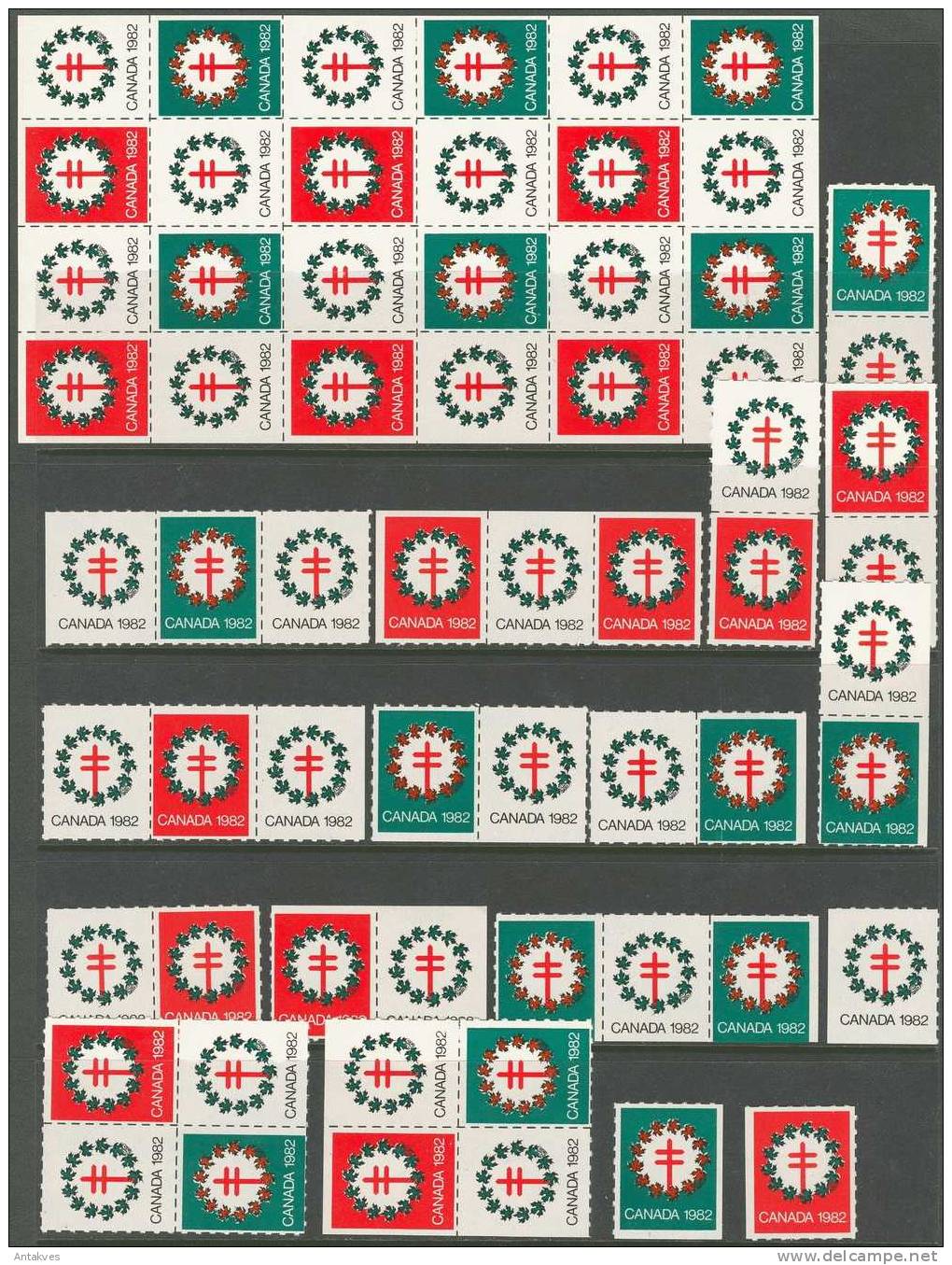 LABEL Canada 1982 Christmas Antituberculose Sheet Of 24+ 39 Various Options - Fantasie Vignetten