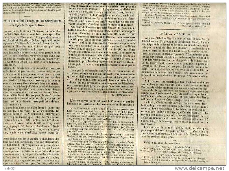 - 2 C. 1869 ANNULE TYPOGRAPHIQUEMENT SUR JOURNAL . ASSEZ BON ETAT (petits Trous) - Journaux