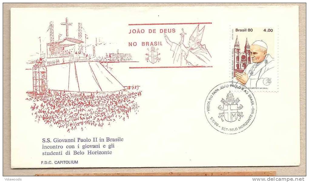 Brasile - Busta Con Annullo Speciale: Visita Di S.S. Giovanni Paolo II° - 1980 - Visita A Belo Horizonte - Lettres & Documents